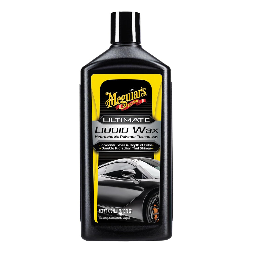 Meguiar's Ultimate Liquid Wax, Improved Liquid Car Wax Formula for Durable Protection that Shines, Premium Towel and Applicator Pad Car Accessories Included, 16 Oz Bottle