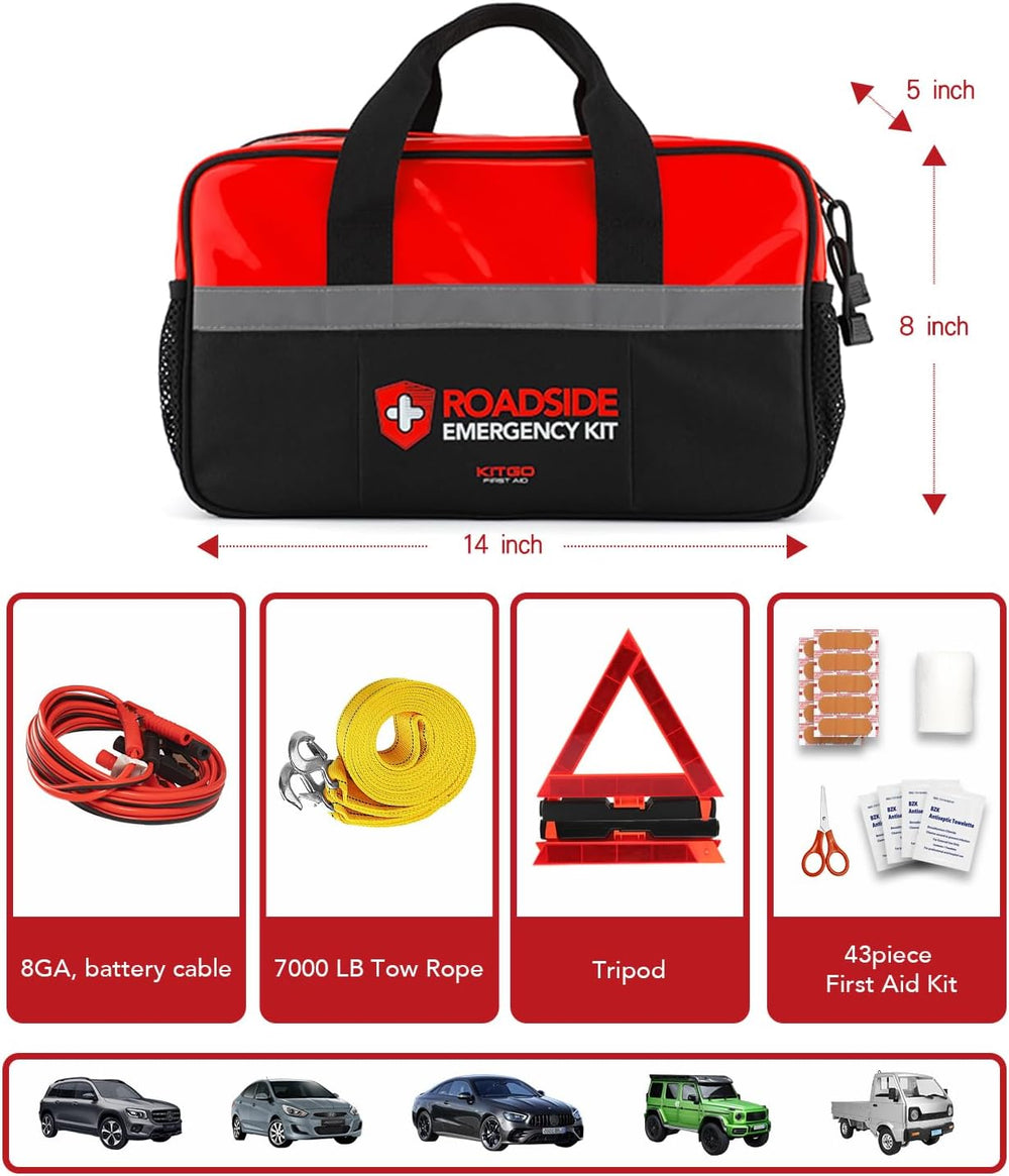 Kitgo Car Emergency Kit,Premium Roadside Assistance Essentials with Jumper Ca...