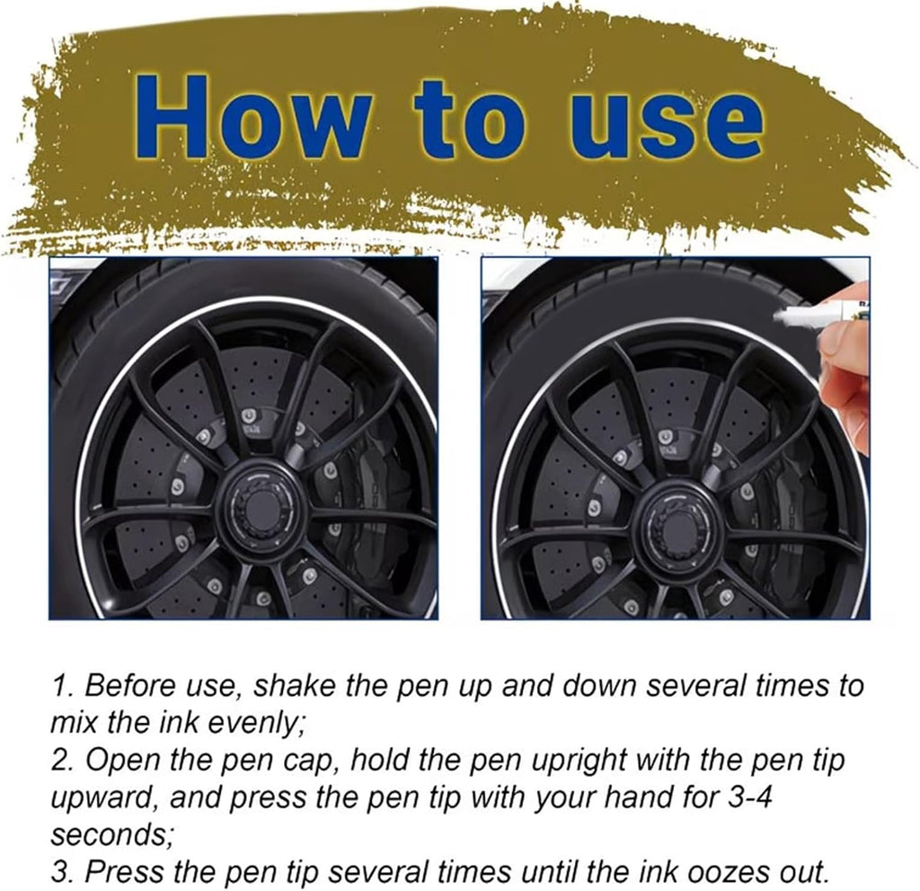 Tire Marker, Weather-Resistant Paint Pen, 14.2x1.4cm, Quick-Drying Car Wheel Decoration Supplies, Vehicle Tire Ink Marker, Easy Application, For Drivers Trucks RVs Motorcycles