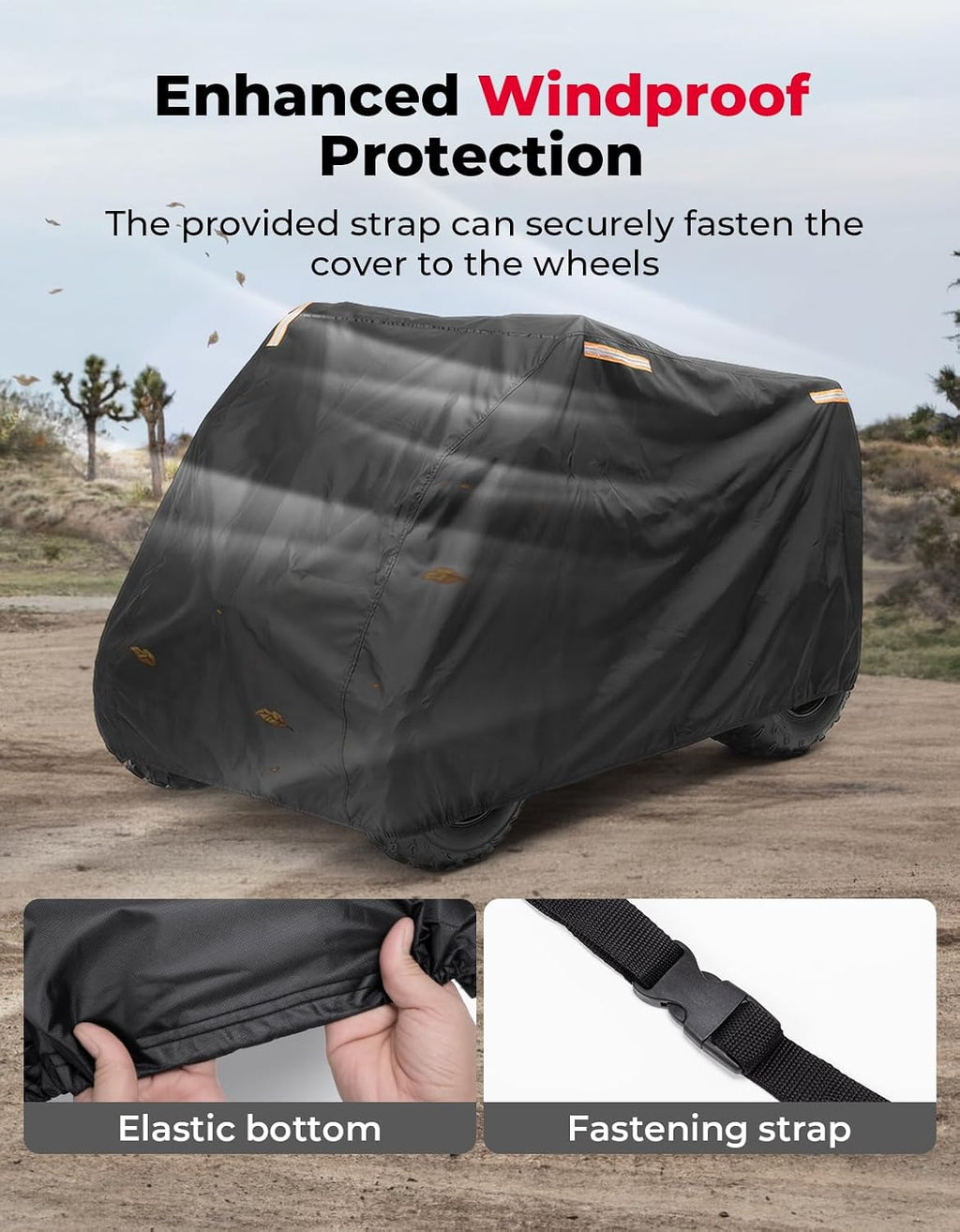 KEMIMOTO ATV Cover Universal, 4 Wheeler Cover Waterproof Outdoor Compatible with Raptor 700 700R YFZ 450R Fourtrax Recon Arctic Cat 300 TRX 250 Can-Am Kawasaki CFMOTO, 78.7''L X 43.3''W X 43''H