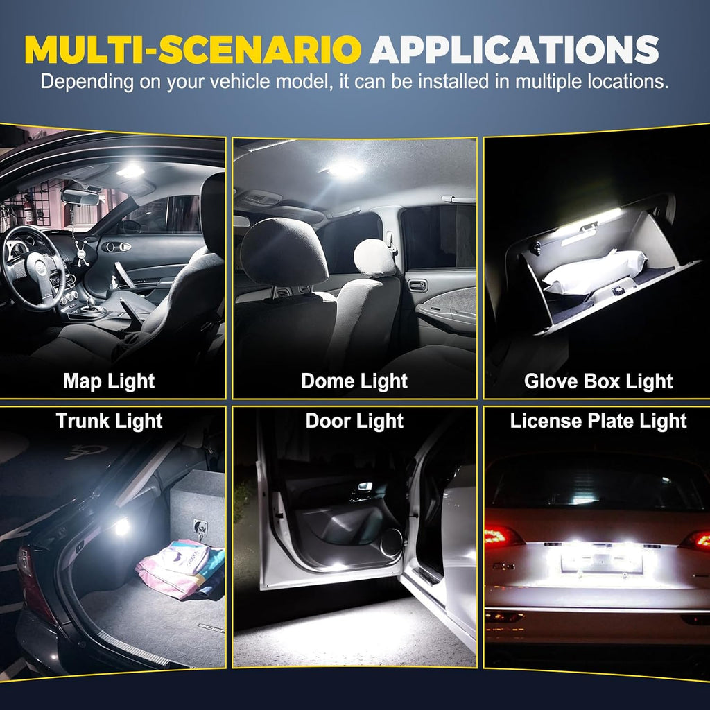 iBrightstar 9-30V Extremely Bright DE3175 DE3021 Festoon LED Bulbs Error Free 1.25" 31mm for Interior Map Dome Lights and License Plate Courtesy Lights, Xenon White