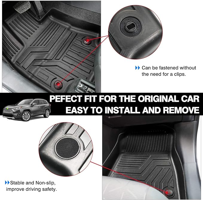 Powerty Floor Mats for 2019-2024 2025 Toyota RAV4 Accessories All Weather Floor - Image 5