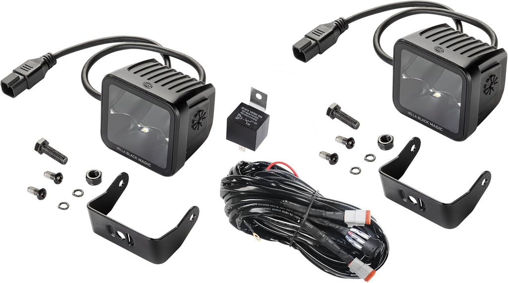 HELLA 1FA 358 176-821 LED-Spotlight - Black Magic Cube Kit 3.2" - 12/24V - mounting - Long-Range Illumination - Cable: 500mm - Plug: Deutsch Plug - Kit - Quantity: 2