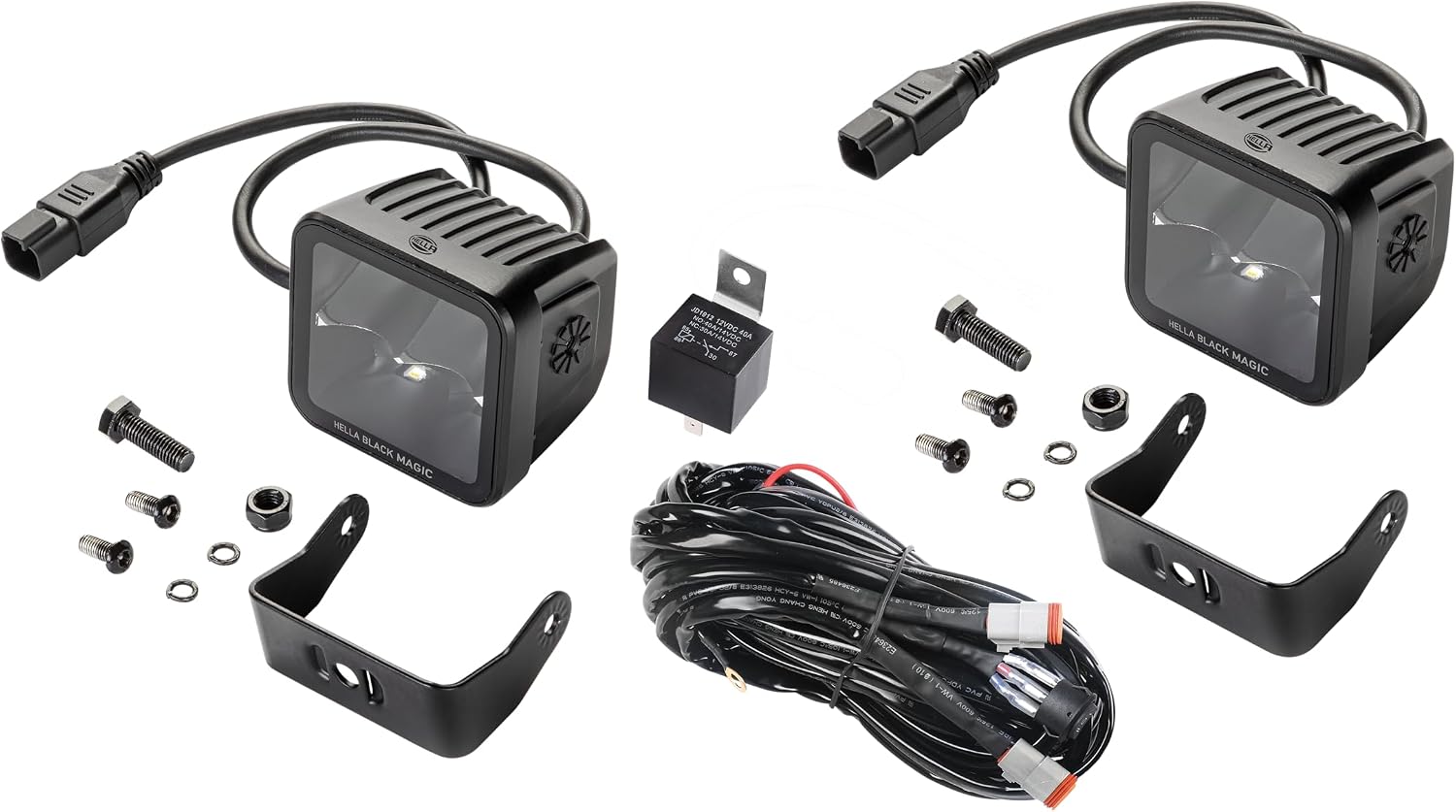 HELLA 1FA 358 176-821 LED-Spotlight - Black Magic Cube Kit 3.2" - 12/24V - mounting - Long-Range Illumination - Cable: 500mm - Plug: Deutsch Plug - Kit - Quantity: 2