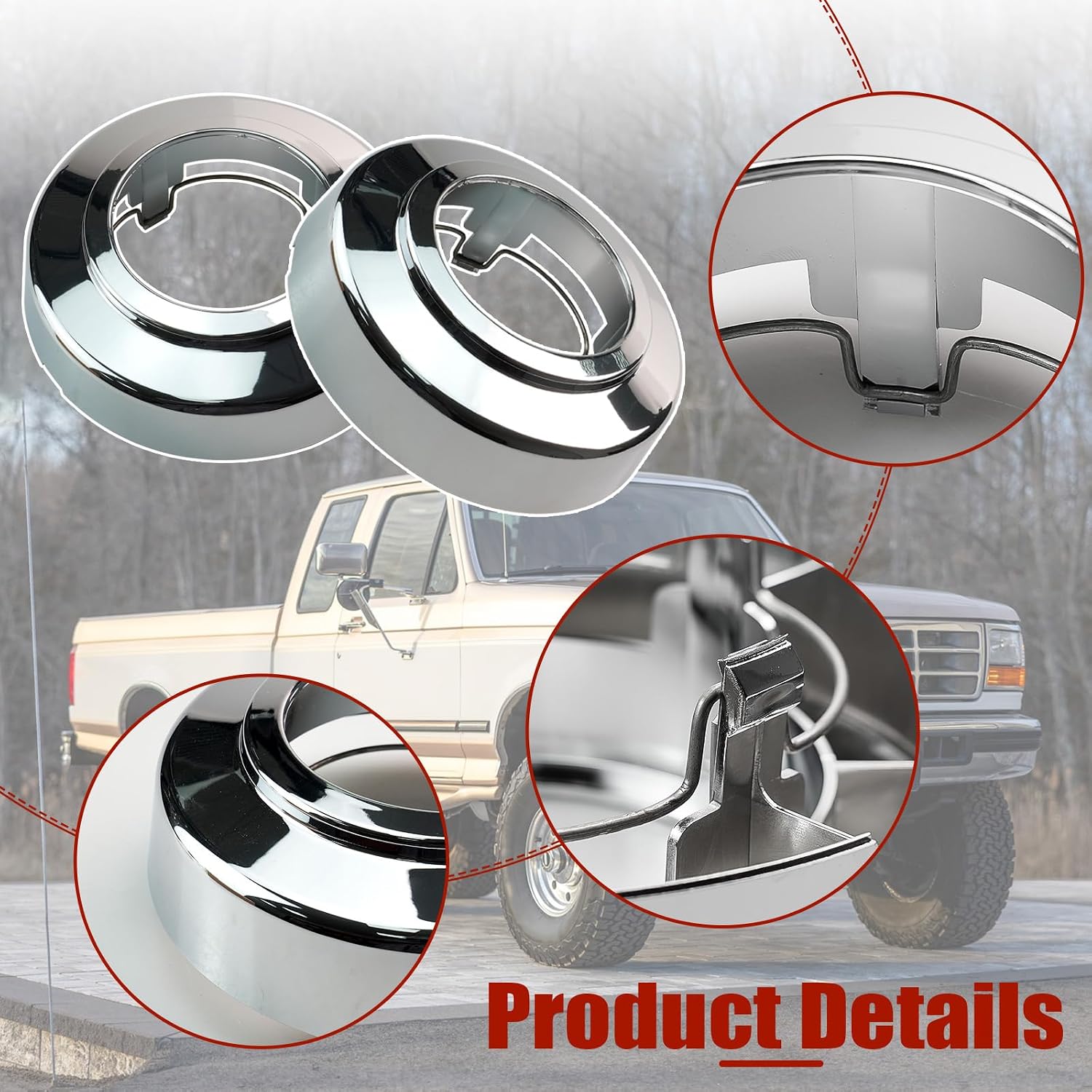Wheel Center Caps for Ford F250 F350 Pickup Van E150 E250 E350 E450 F250 F350 4WD 1994-2008 Wheel Chrome Center Hub Caps Pair,Replaces C3140F4WD 3140F4WD 560-3140(2PCS)