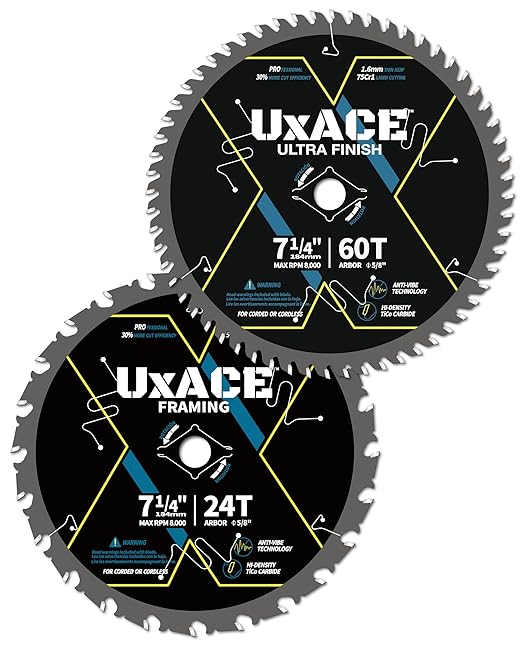 7-1/4-Inch 24&60-Tooth Circular Saw Blade by UXACETOOLS
