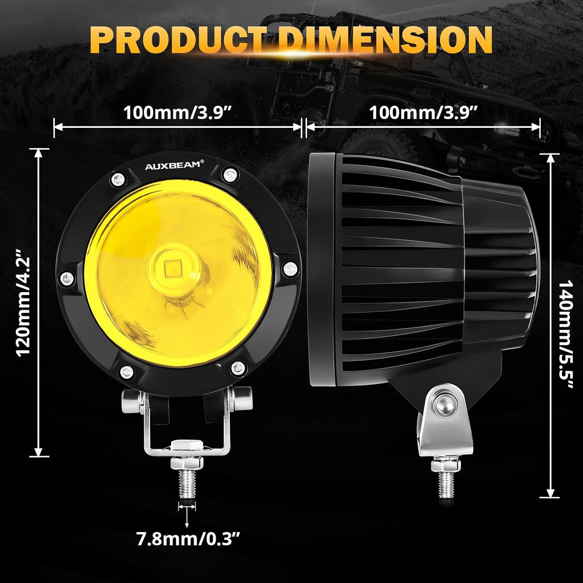 auxbeam c4 series 4in 72w led light pod, package contents