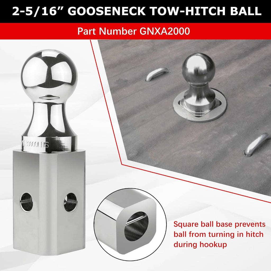 Gooseneck Ball Hitch GNXA2000 2-5/16" Replacement Compatible with B-W Trailer Hitches Part Number GNXA2000 Gooseneck Tow Hitch Ball,Trailer Hitches GNXA2000-30,100lbs Load Capacity Fetechmate