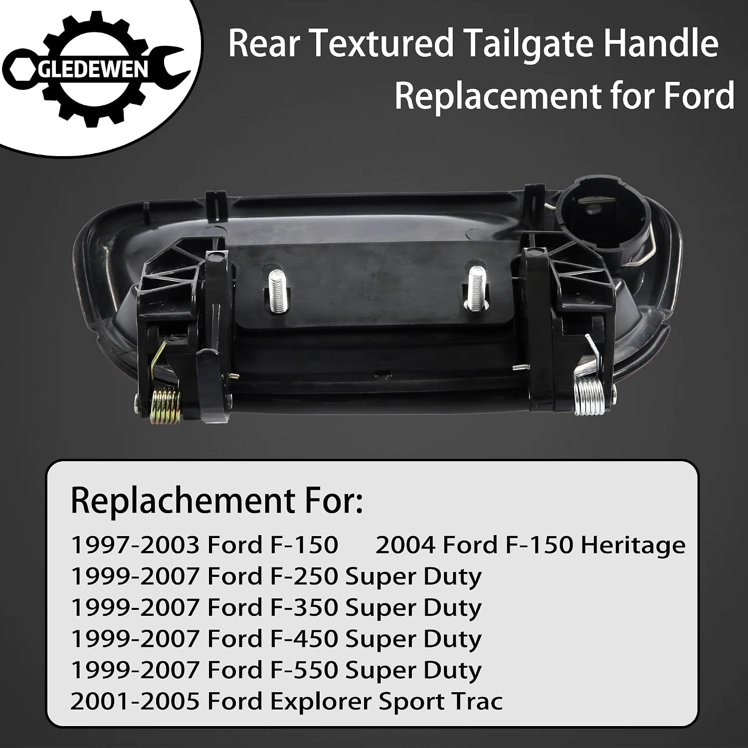 Tailgate Door Handle Exterior, Compatible with 1997-2007 Ford F150 F250 F350 F450 F550 Super Duty, 01-05 Ford Explorer Sport Trac, w/ Key Hole | 7L3Z-9943400-AA, 80238 Outside Tail gate Liftgate Latch