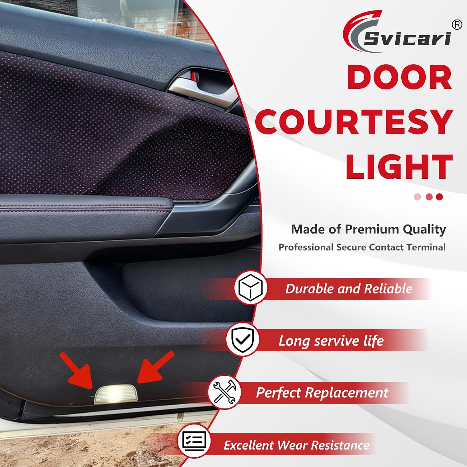 Door Panel Courtesy Light welcome Lamp Fit for Toyota 4Runner Avalon Camry Prius Tundra Sienna for Lexus IS ES GS LS RX GX LX RC Replace 81230-30200 2PCS Include Bulb (LED)