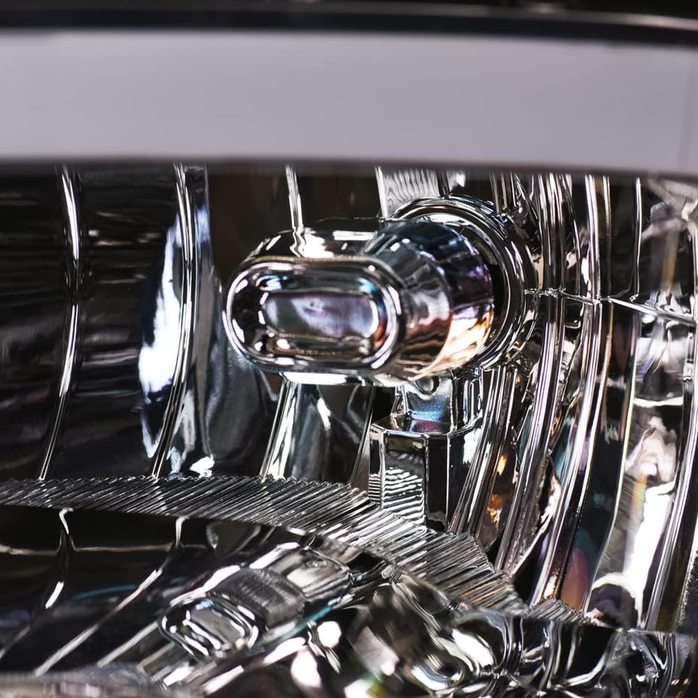 DRL LED Strip Tube Bar Chrome Housing Crystal Headlights Signal Lamps Amber Reflector nb Compatible With 09-18 Dodge Ram 1500/19-24 Classic / 10-18 2500 3500