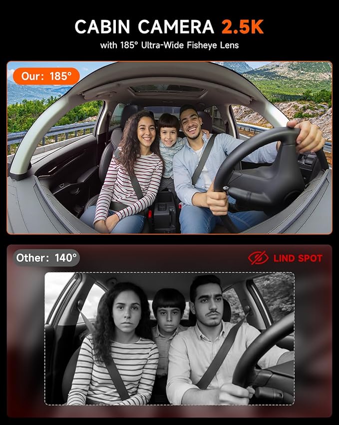 4K Dash Cam Front and Inside, 360 Camera - Image 2