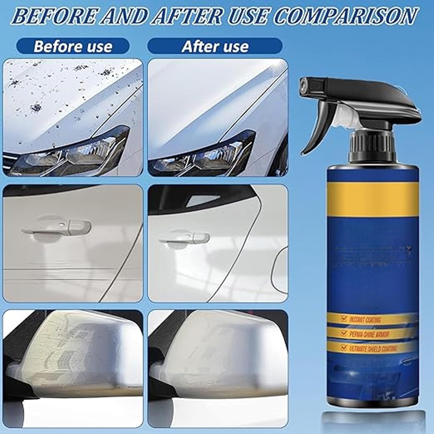 Car Adhesive Remover Spray, 120ml, Safely Remove Sticker Residue, Sap and Tar from Auto Paint, Quick, Clear-Coat Safe Cleaning Formula, Restores Gloss (Car Polish Spray - 120ML)
