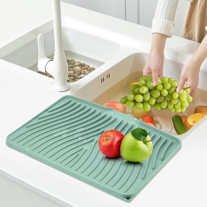 Silicone Dish Drying Mat for Kitchen Counter, Dish Drying Pad, Non-Slip Drain - Image 3