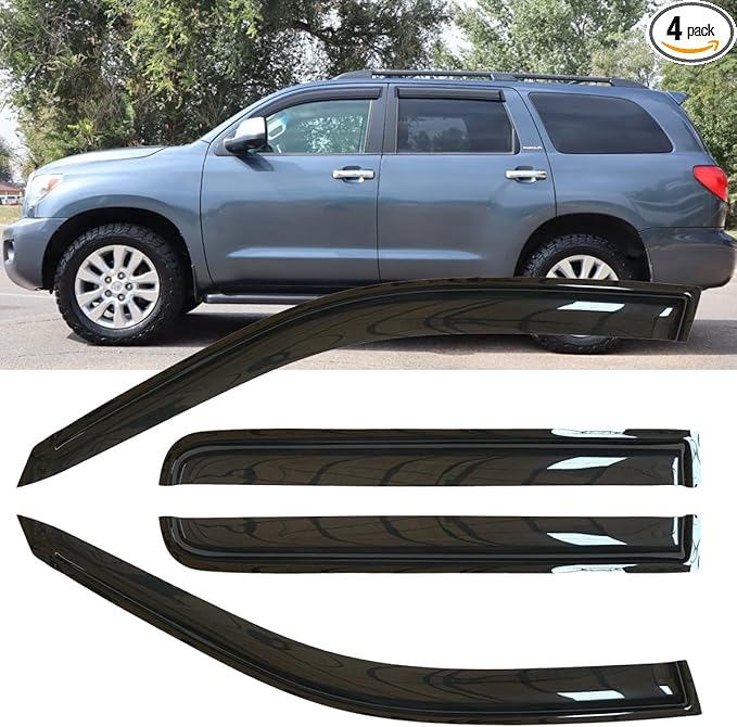 4pcs Outside Mount Style Window Rain Guards Durable Side Wind Deflectors Dark by Deebior