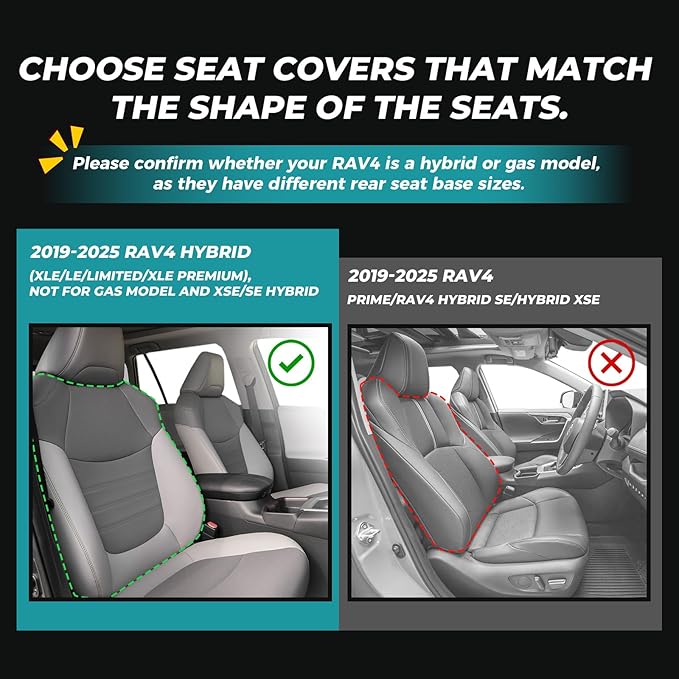 for Toyota RAV4 Seat Covers 2019 2020 2021 2022 2023 2024 2025 RAV 4 Prime & - Image 2