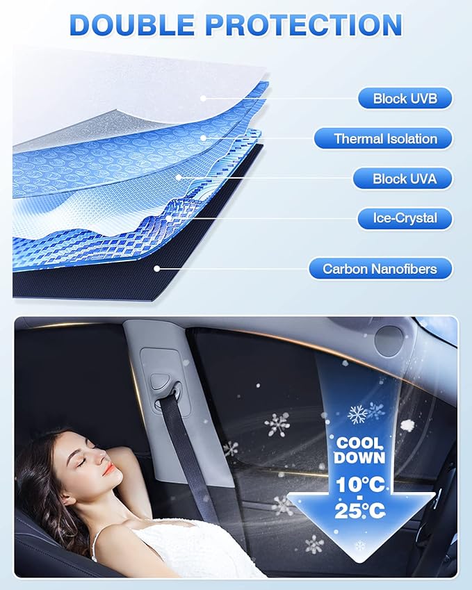 Sunshades for Kia Soul 2020-2025 2026 Accessories Windshield Sun Shade Side - Image 4