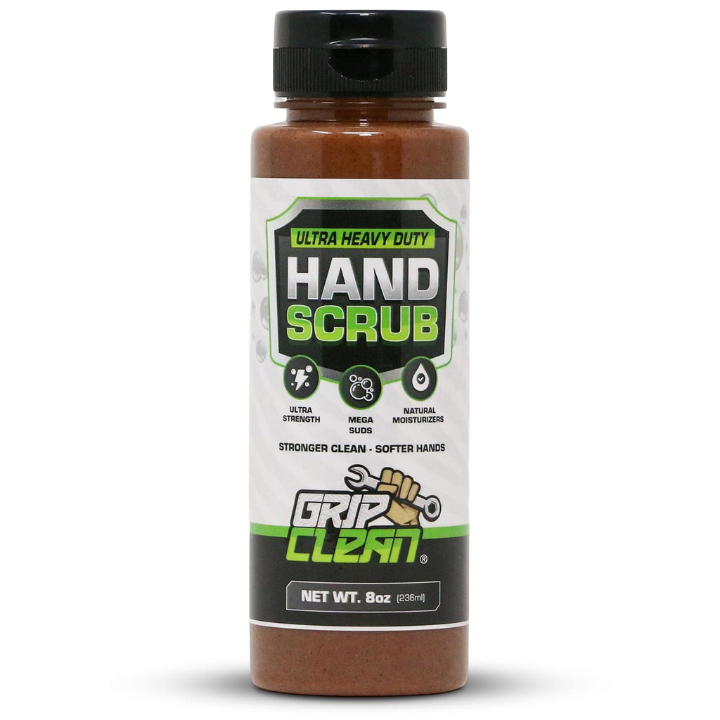 Grip Clean Ultra Heavy Duty Hand Cleaner for Mechanics – Walnut Shell & Clay-Infused Technology Removes Grease, Oil & Paint – Pro-Grade Industrial Hand Soap with Cherry Scent - 8 Fl Oz