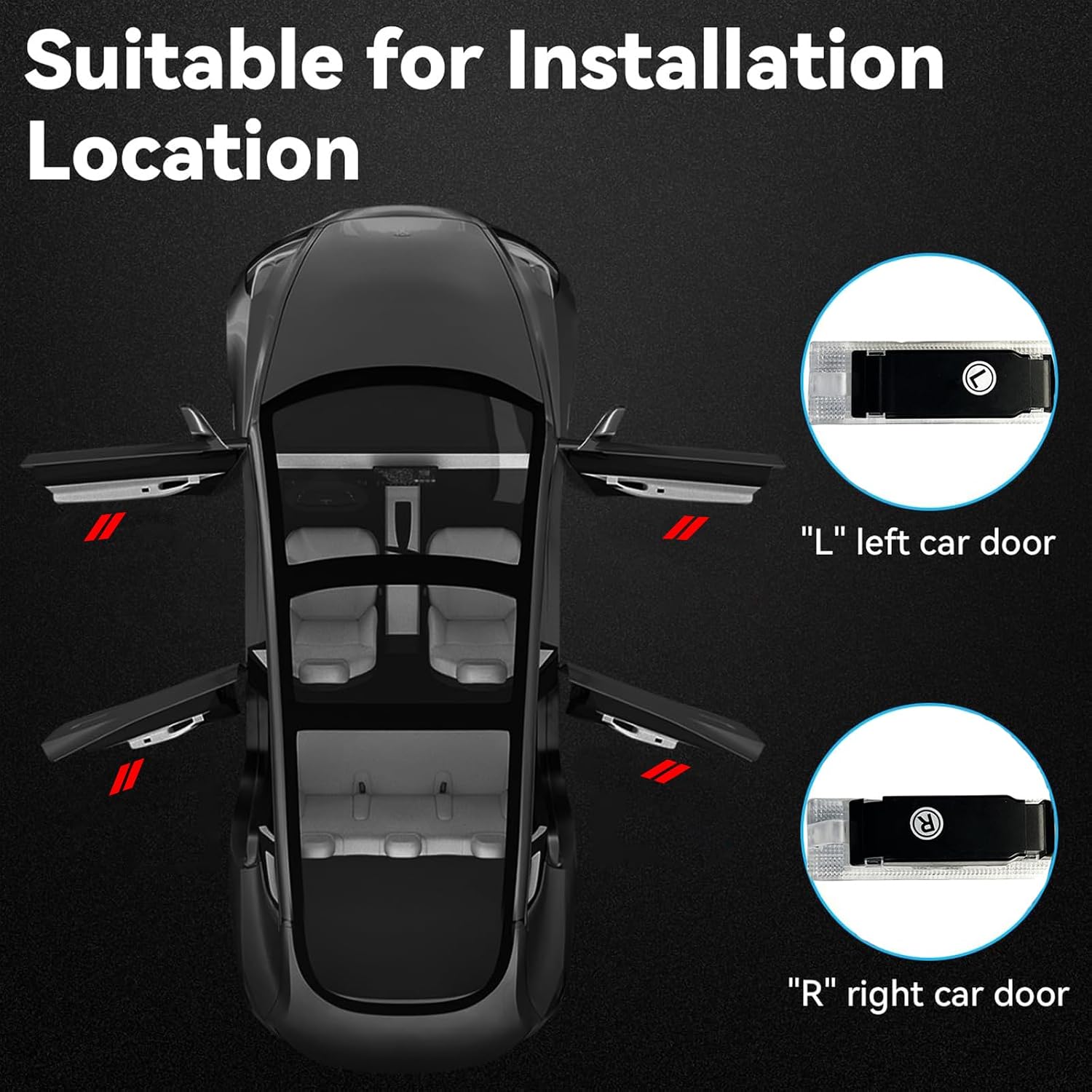 2PCS Never Fade Door Lights Logo for Dodge Challenger Hornet GT R/T, Courtesy LED Welcome Puddle Projection Light Lamps Accessories (RED)