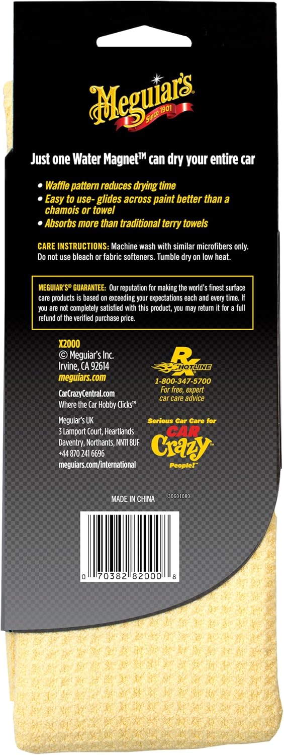 Meguiar's Water Magnet Microfiber Drying Towel - Premium Car Drying Towel That's Super Plush, Water Absorbent & Scratch-Free -1 Pack