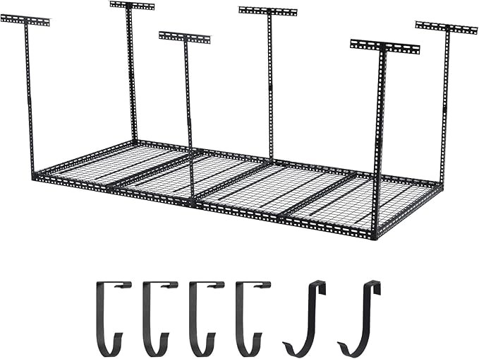 Overhead Garage Storage Rack 4x8 FT, Steel Ceiling Shelves 660lb Capacity by JustSmart