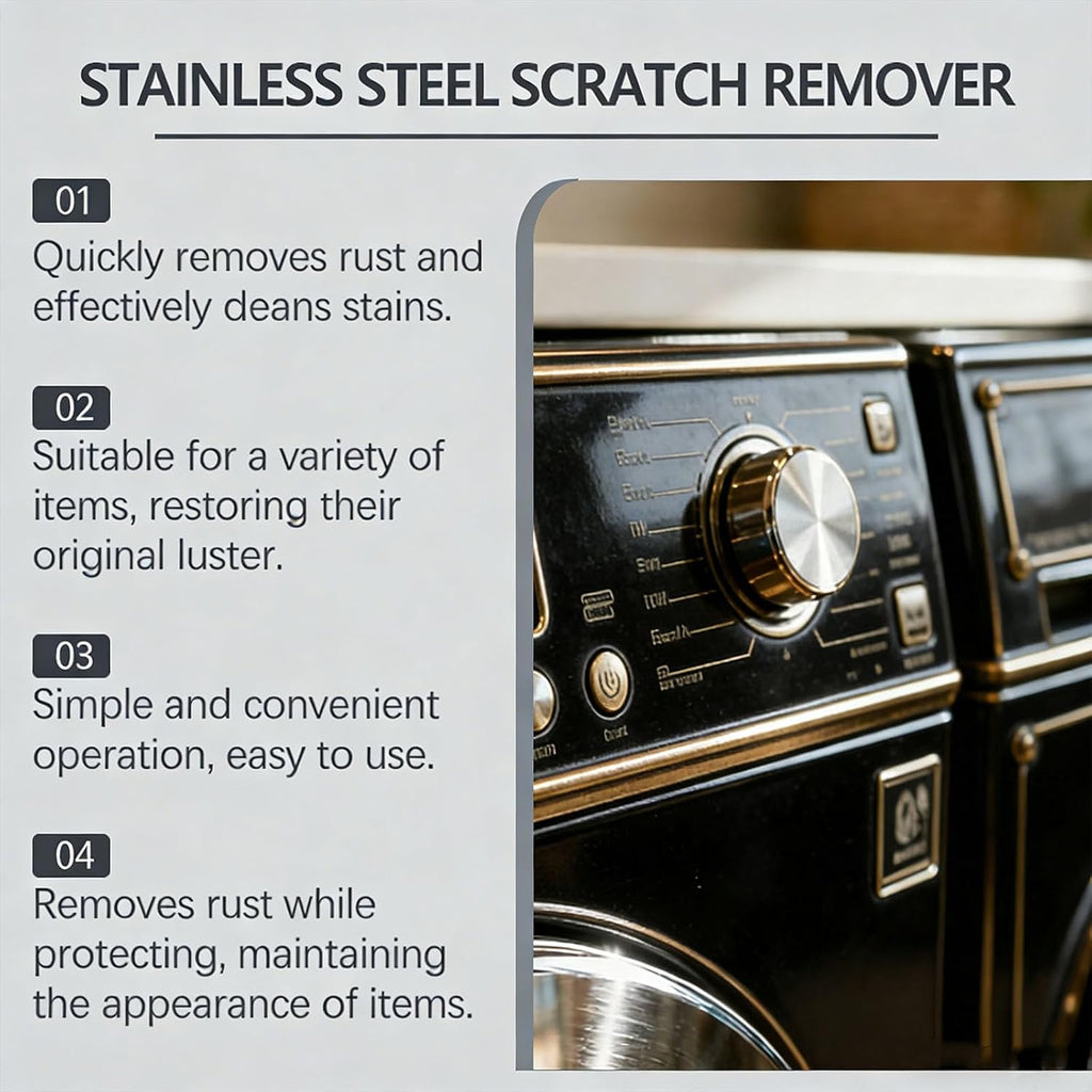 Stainless Steel Scratch Remover Kit, 100g All-Purpose Polishing Repair Restorer Rust Remover, Multi-Purpose Scratch Removers Paste for Kitchen Fridge Stove Appliances Restoration Maintenance (1 PCS)