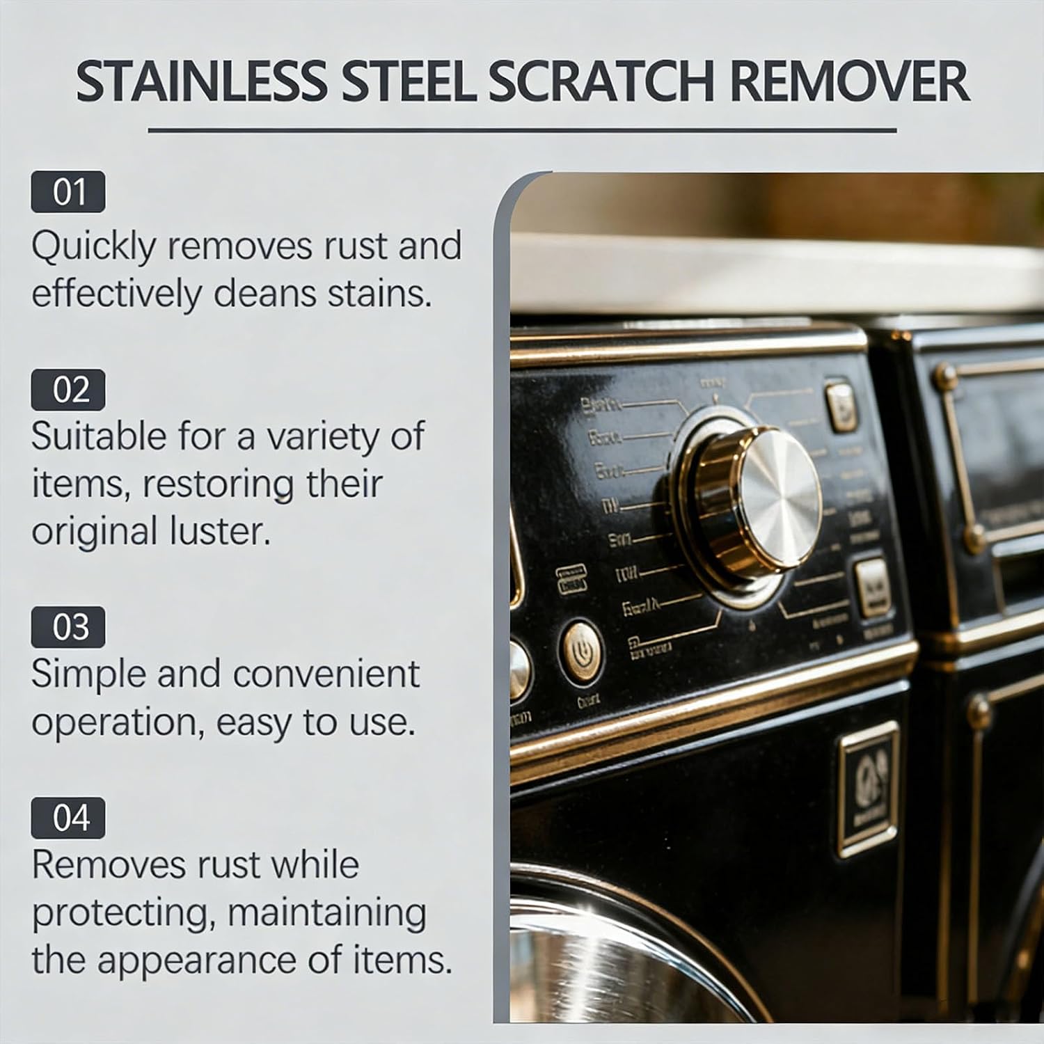 Stainless Steel Scratch Remover Kit, 100g All-Purpose Polishing Repair Restorer Rust Remover, Multi-Purpose Scratch Removers Paste for Kitchen Fridge Stove Appliances Restoration Maintenance (1 PCS)