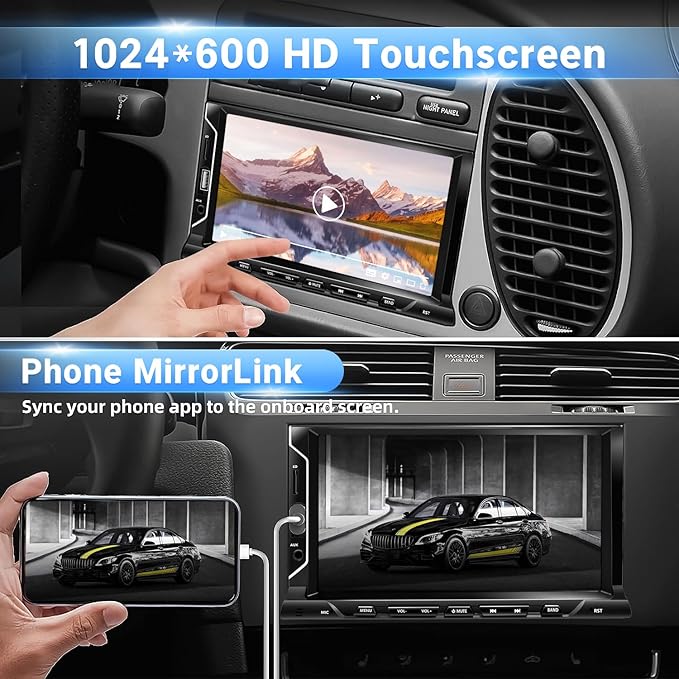 7 Inch Double Din Car Stereo Support Apple CarPlay Android Auto Mirror Link - Image 3
