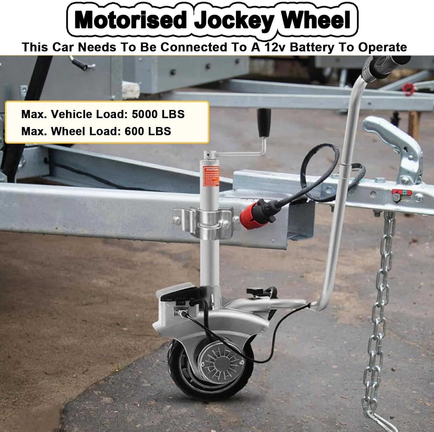 Electric Trailer Mover with 12V 350W Motor, Supports Up to 5000lbs, Ideal for Caravans, Boat, and Horse Trailers