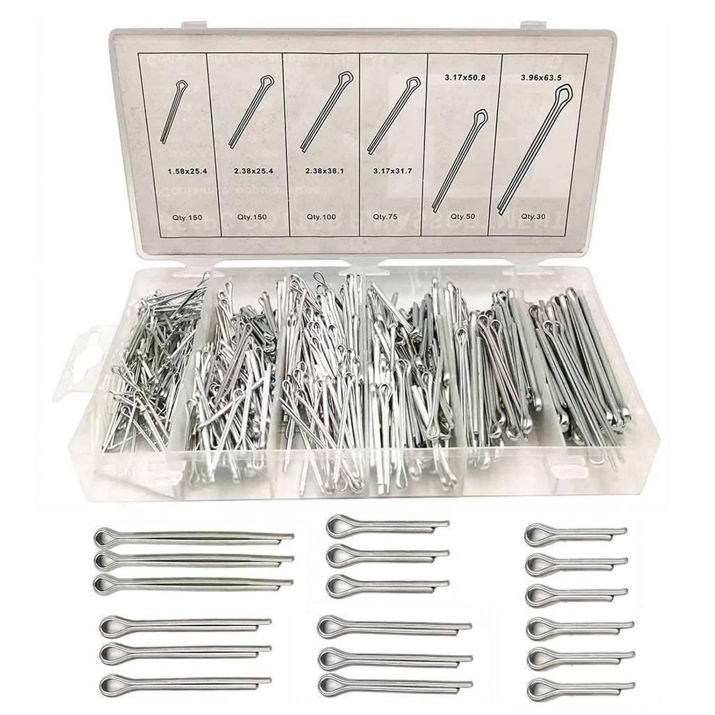 Boatsea 555Pcs Cotter Pin Clip Assortment Pin Clip Key Fastener Fitting Kit, Heavy Duty Zinc Plated Split Pin Fastener Clip Straight Hairpin, Cotter Pins Perfect for Automotive Mechanics Small Engine