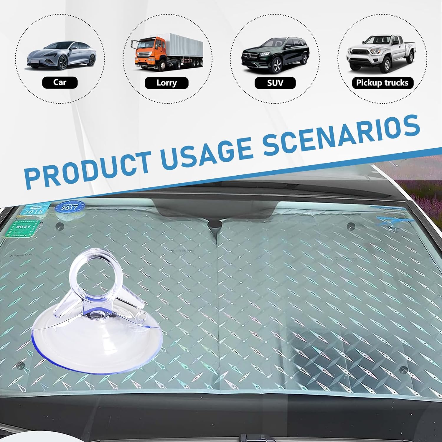 Ohleats 24PCS Car Glass Windshield Sunshade Suction Cups, Powerful Pull Ring Dovetail Sucker Hooks, Multi-Purpose Window Suction Cups for Kitchen Bathroom, Car Accessories (Transparent, 4.5 cm)