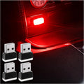 Augeny 4 PCS USB LED Car Interior Atmosphere Lamp, Plug-in USB Decor Night Light, Portable Auto Ambient Lighting Kit, Universal Vehicle Interior Accessories for Most Cars (Red)