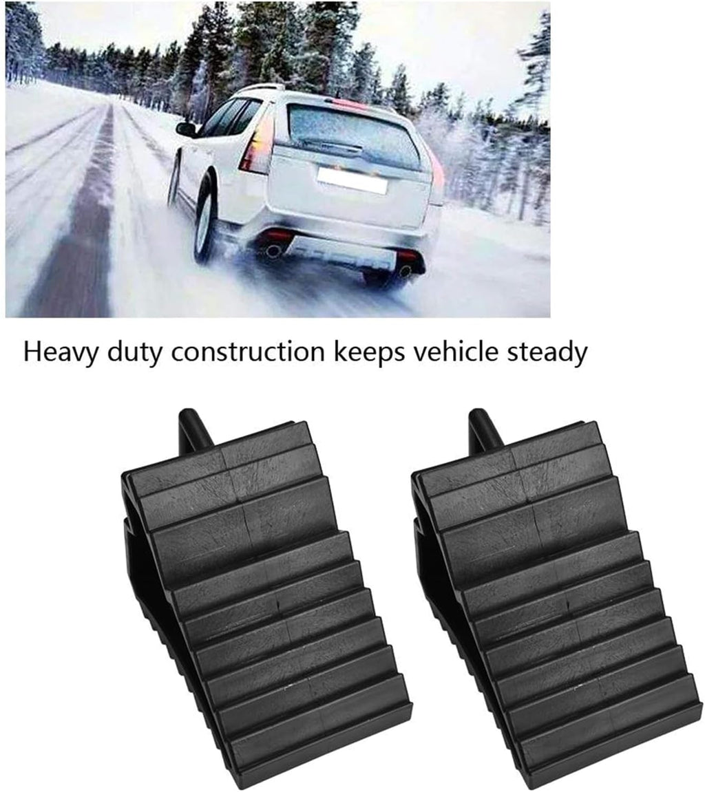 Wheel Chocks with Handles, 2 Packs Tyre Saver Brake Stoppers Ridged Wedges for Car Caravans Trailer Motorhomes Wheel Stoppers