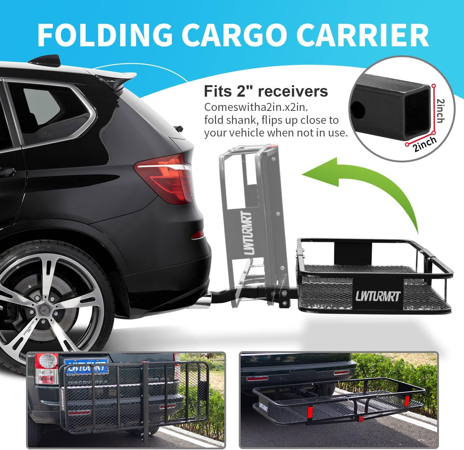 LWTURMRT 60"X21"X6" Hitch Cargo Carrier and Receiver Hitch Cargo Rack with Waterproof Cargo Bag(58"X20"X24"),Carrier Cargo Used Rust Resistant Baking Paint and Alloy Steel Material