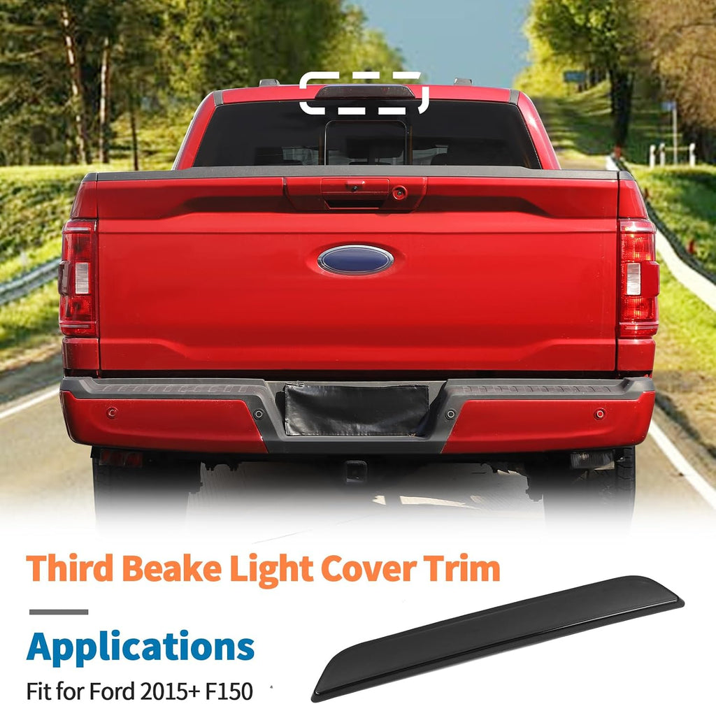 JeCar for 2015-2023 Ford F150 Smoked 3rd Third Brake Light Cover Trim Guard – F150 High-Mount Brake Light Cover Decoration Accessories