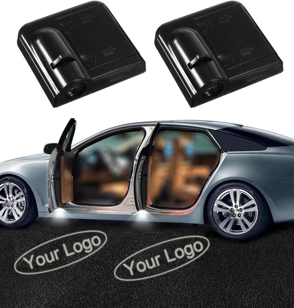 NewL 2Pcs Custom Logo LED Projector Car Door Step Courtesy Welcome Lights | Support custom any logo, Bright clear ghost shadow projection, universal car fit, Auto on/off with door opening & closing