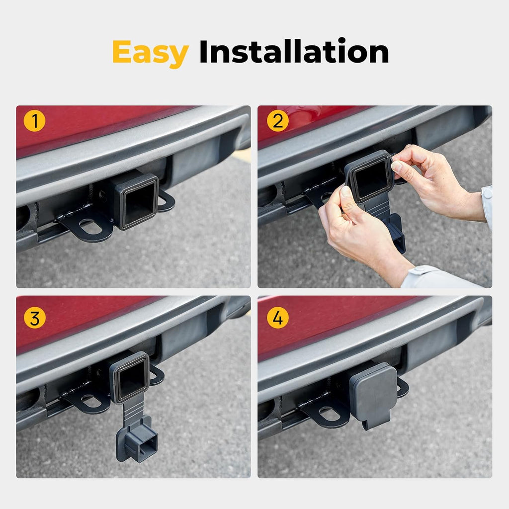 BougeRV 2 Inch Trailer Hitch Cover Tube Cover Plug Cap Rubber | Fits 2" Receivers, Car Exterior Accessories (1 Pack)
