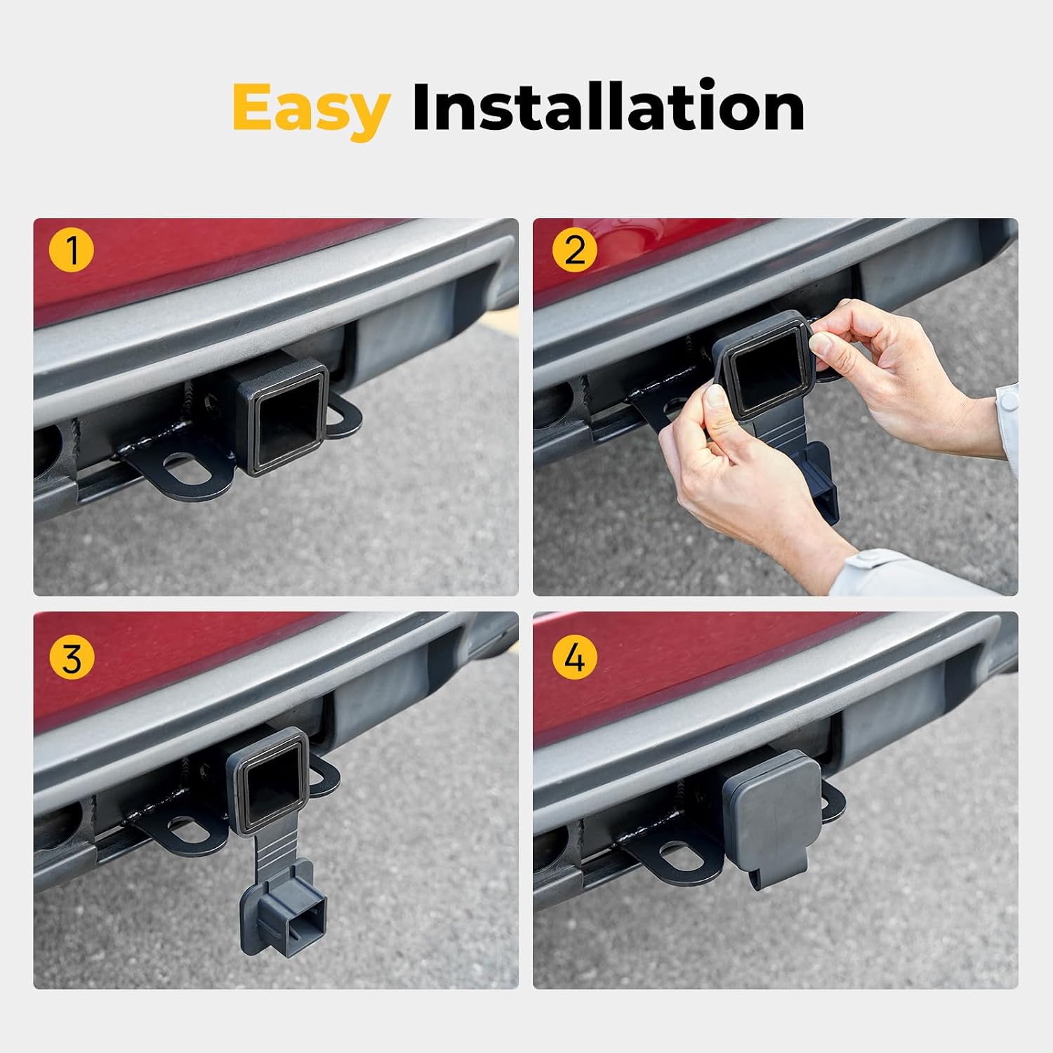BougeRV 2 Inch Trailer Hitch Cover Tube Cover Plug Cap Rubber | Fits 2" Receivers, Car Exterior Accessories (1 Pack)