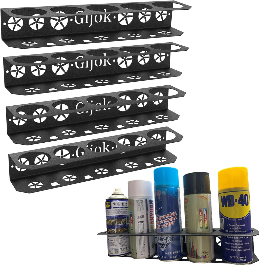 4 Pack Five Cans Wall-Mounted Steel Aerosol Spray Can Holder, Steel Wall Mount