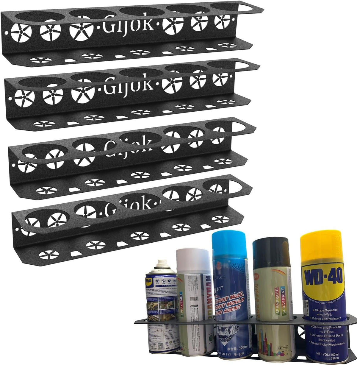 4 Pack Five Cans Wall-Mounted Steel Aerosol Spray Can Holder, Steel Wall Mount
