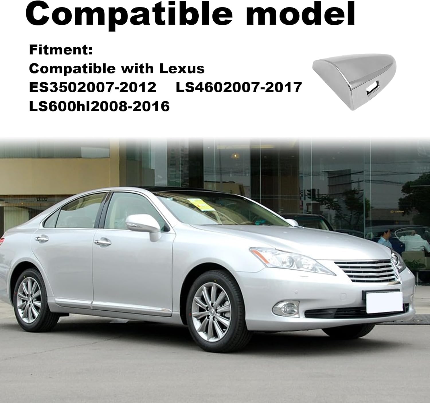 Chrome Door Handle Cover Cap Compatible with Lexus ES350 2007-2012 LS600hl 2008-2016, LS460 2007-2017 Front Driver Side Door Handle Key Cover Cap Replacement 69218-33010
