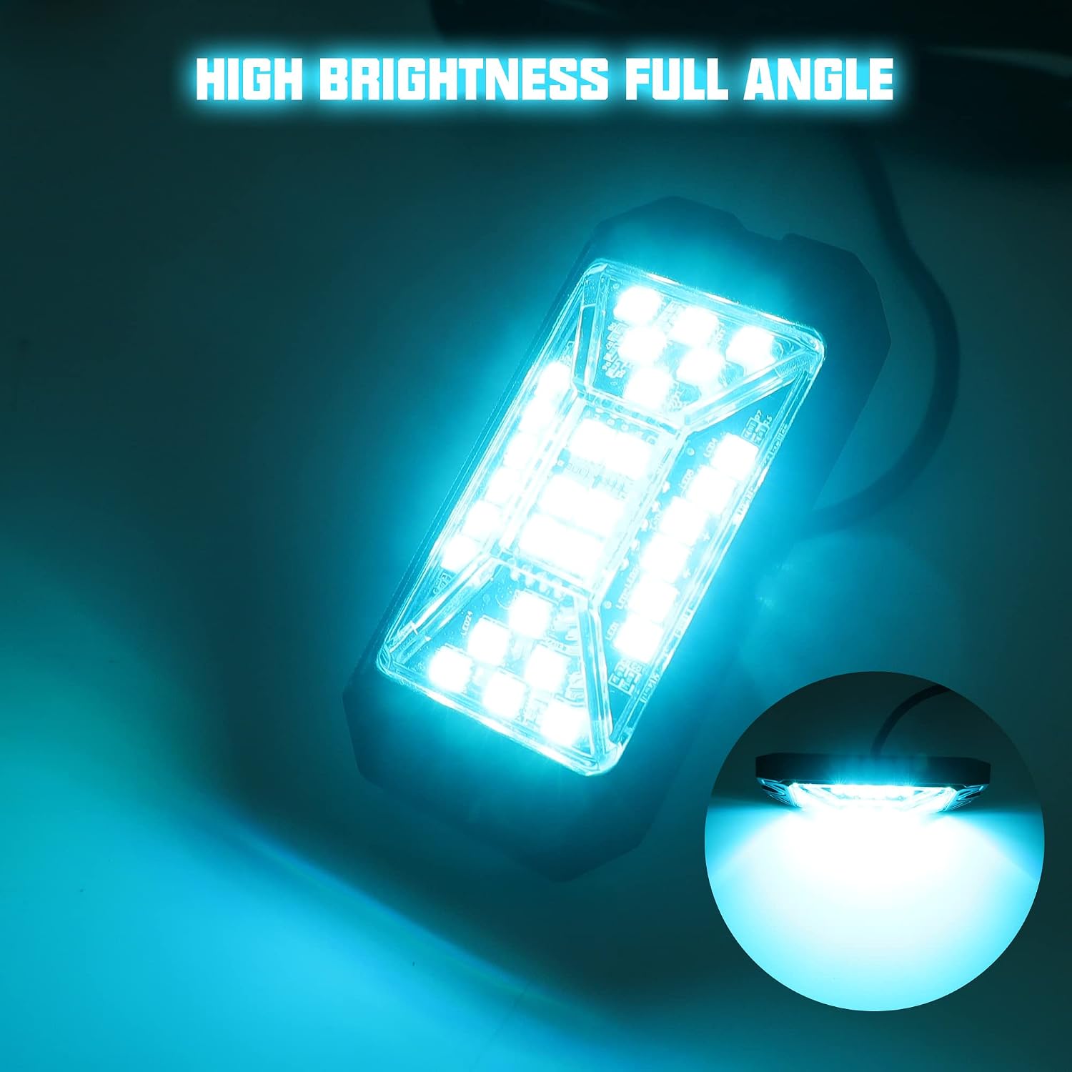 SUNPIE 8 Pods RGBW Rock Lights – Full Beam Angle, 30 High Power Chips, Aluminium Housing, Mounting Pads Included, IP67 Waterproof, Music Mode Underglow Lights, Fits Trucks, SUV, ATV, UTV, Boats