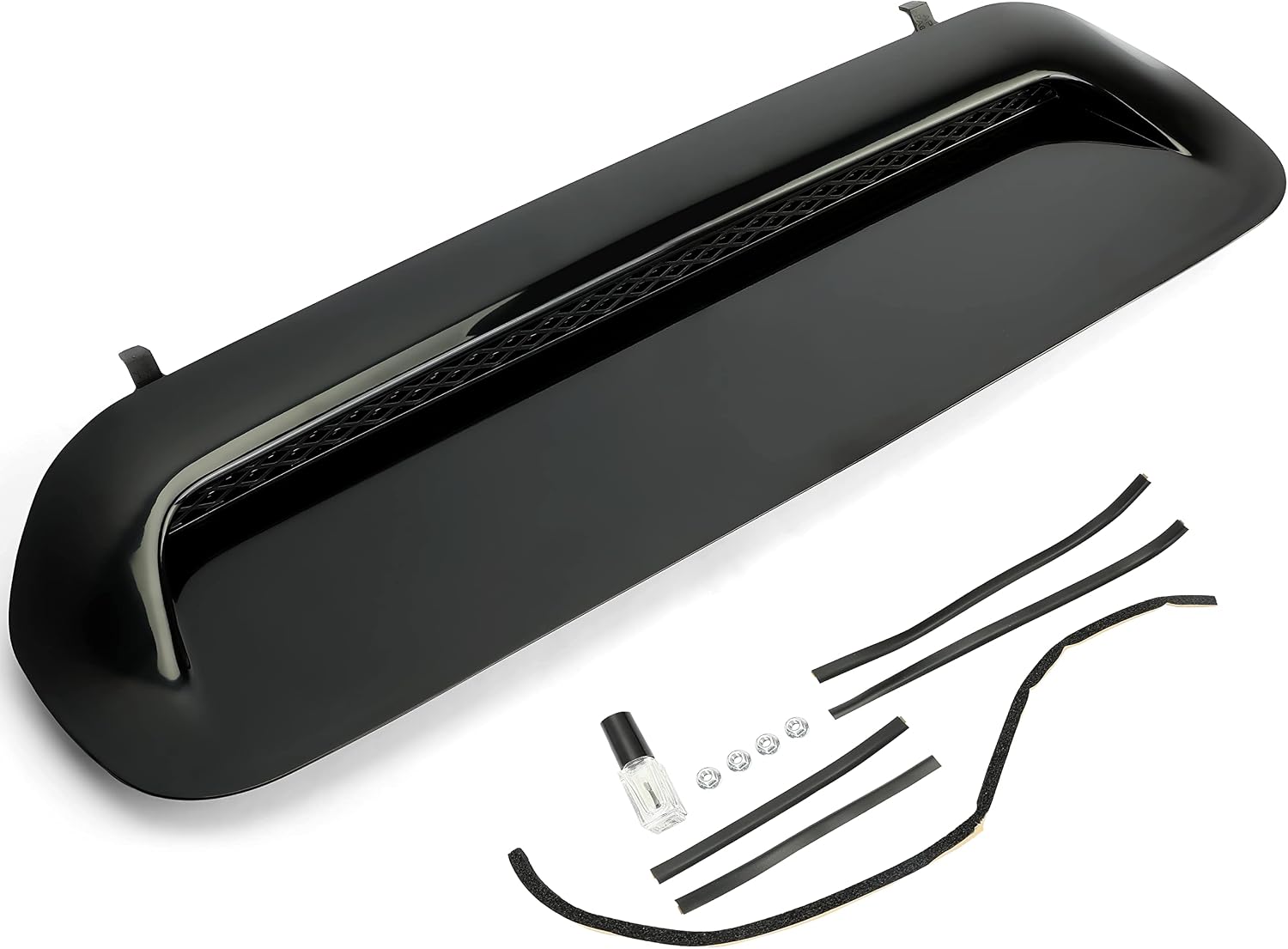 KUAFU Front Upper Hood Scoop Sport Hood Compatible with 2010-2022 Toyota 4Runner & 2012-2015 Toyota Tacoma Bulge Insert Upgrade Air Flow Scoop Kit Replacement for TO1231103 - Unpainted Black