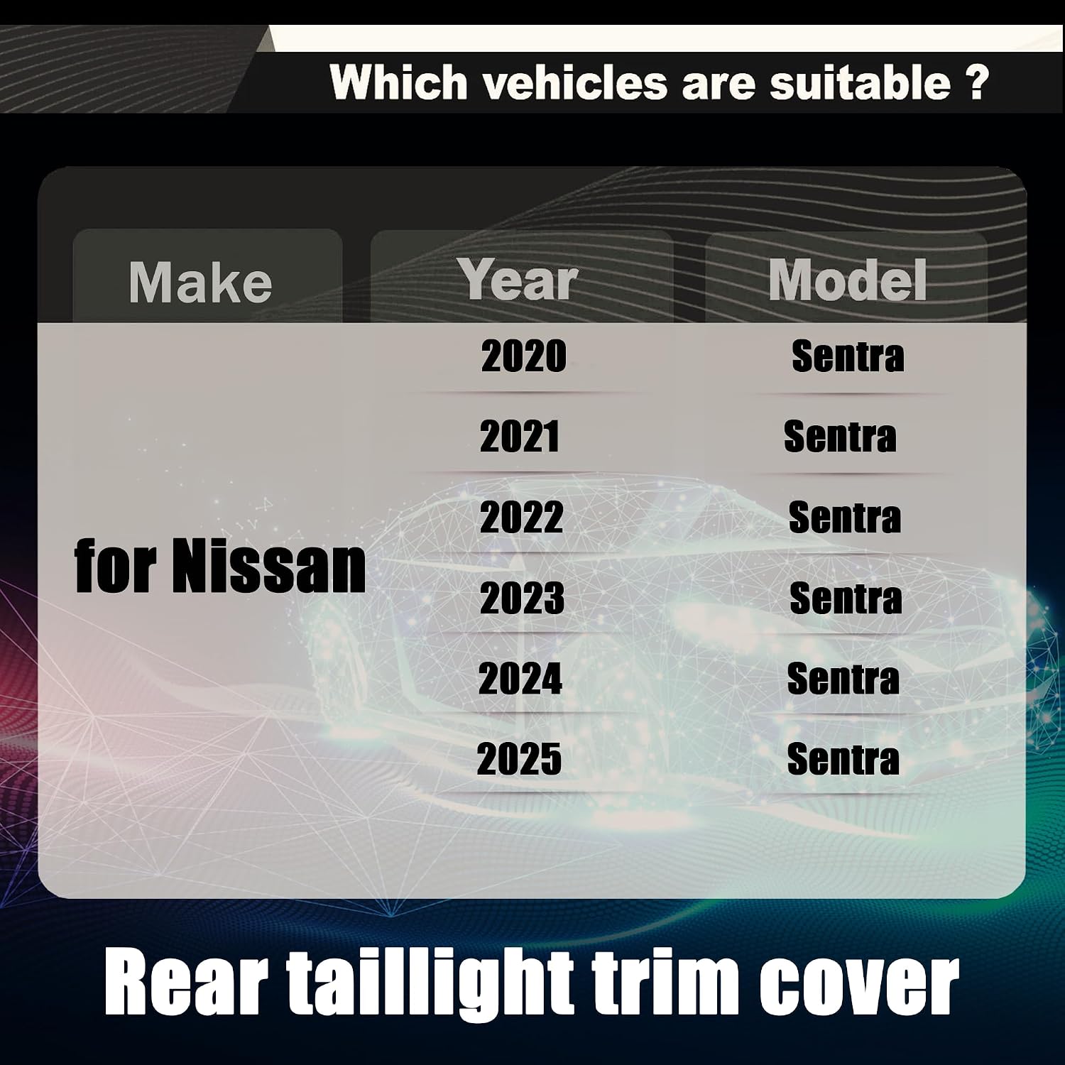 STSEV01 Taillight Cover Trim Fit for Nissan Sentra 2020-2025 Accessories S/SR/SV,Tail Light Smoked Black Style Rear Lamp Protective Guards Exterior Decoration