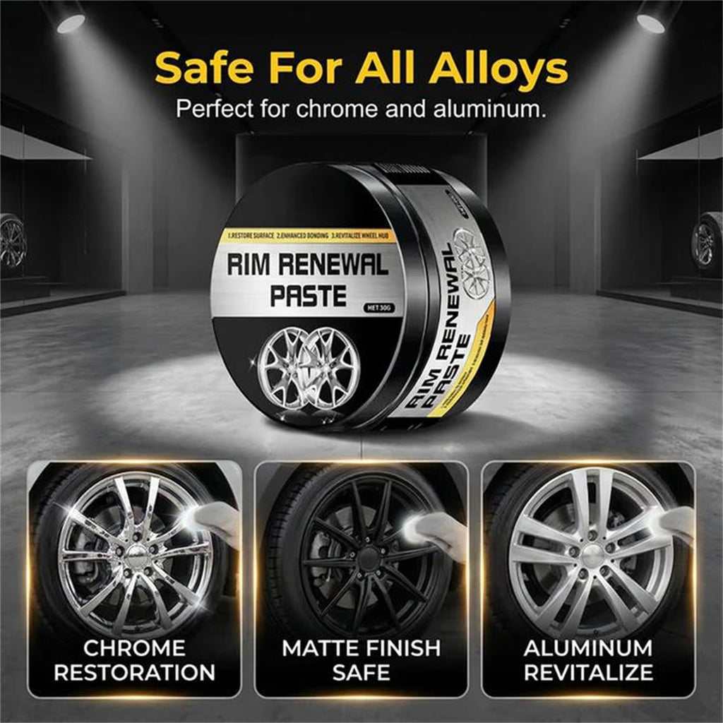 Rim Renewal Paste Wheel Care & Restoration Paste, Multi-Purpose Wheel Restoration Polish Buffs, Removes Scratches, Fills Scuffs, and Restores a Brilliant, Safe for All Alloys