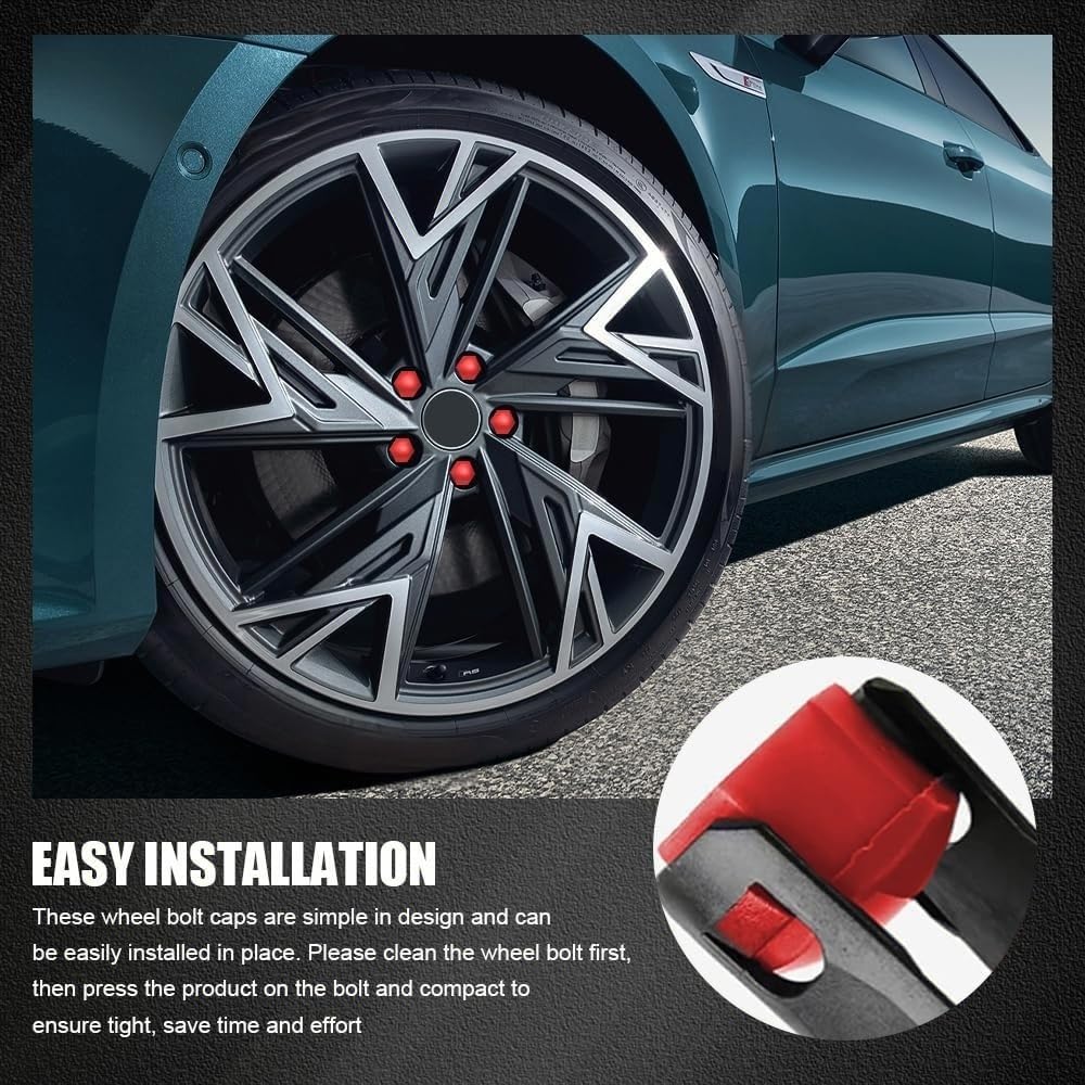 20Pcs Wheel Lug Nut Covers for Honda Accord 2018-2022, Bolt Screw Caps Hexagonal Rim Protector Exterior Decor ABS Plastic,Red-17mm