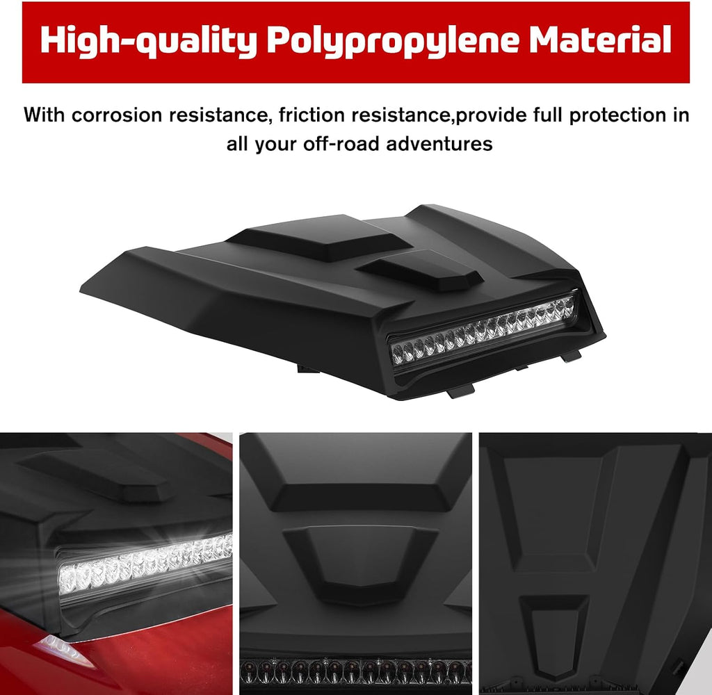 Hood Scoop with Light for Polaris General 1000/XP 1000 2016-2020, Hood Scoop with LED Auxiliary Light Kit for Polaris General 1000/4 1000/ XP 1000/ XP 4 1000 2016-2020 Accessories