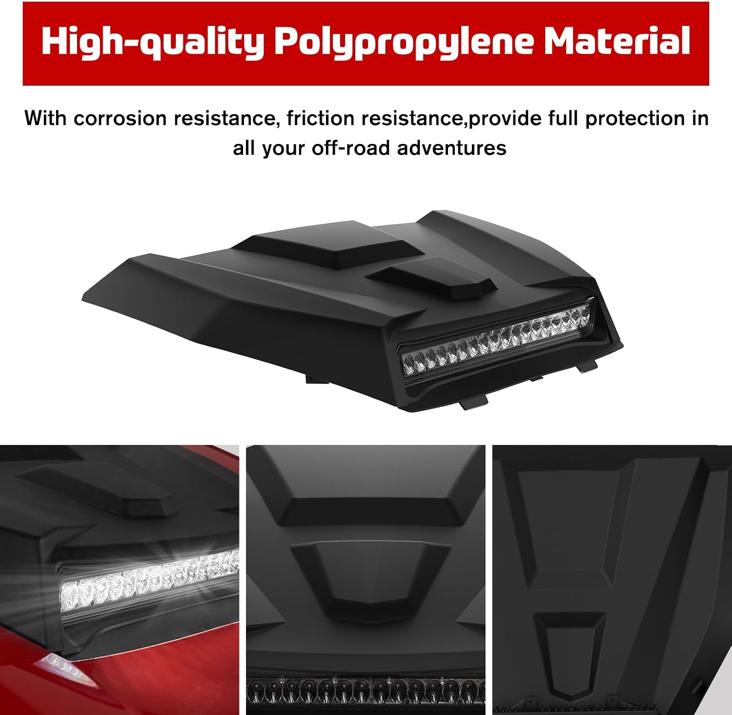 Hood Scoop with Light for Polaris General 1000/XP 1000 2016-2020, Hood Scoop with LED Auxiliary Light Kit for Polaris General 1000/4 1000/ XP 1000/ XP 4 1000 2016-2020 Accessories