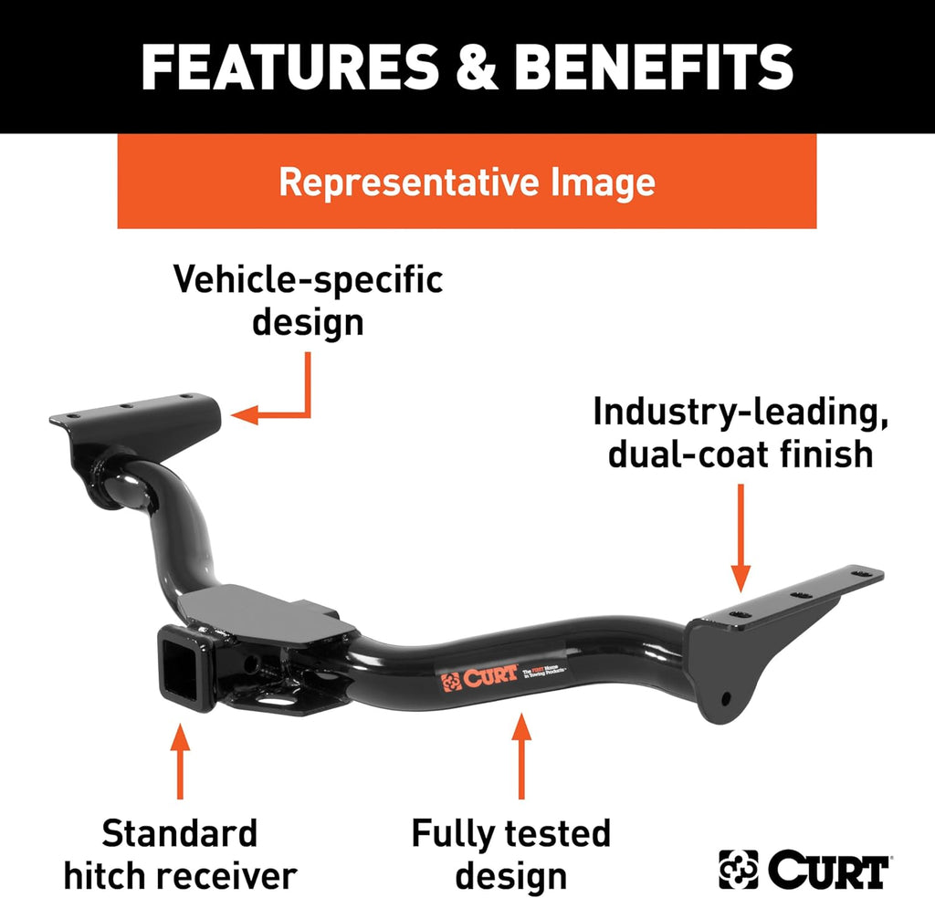 CURT 13493 Class 3 Trailer Hitch, 2" Receiver, Fits 2021-2026 Ford Bronco Without Factory Receiver, 3,500 lb GTW, 350 lb TW, 4,000 lb WD, Custom Fit, Steel Tow Hitch, A-Coat and Powder Coat