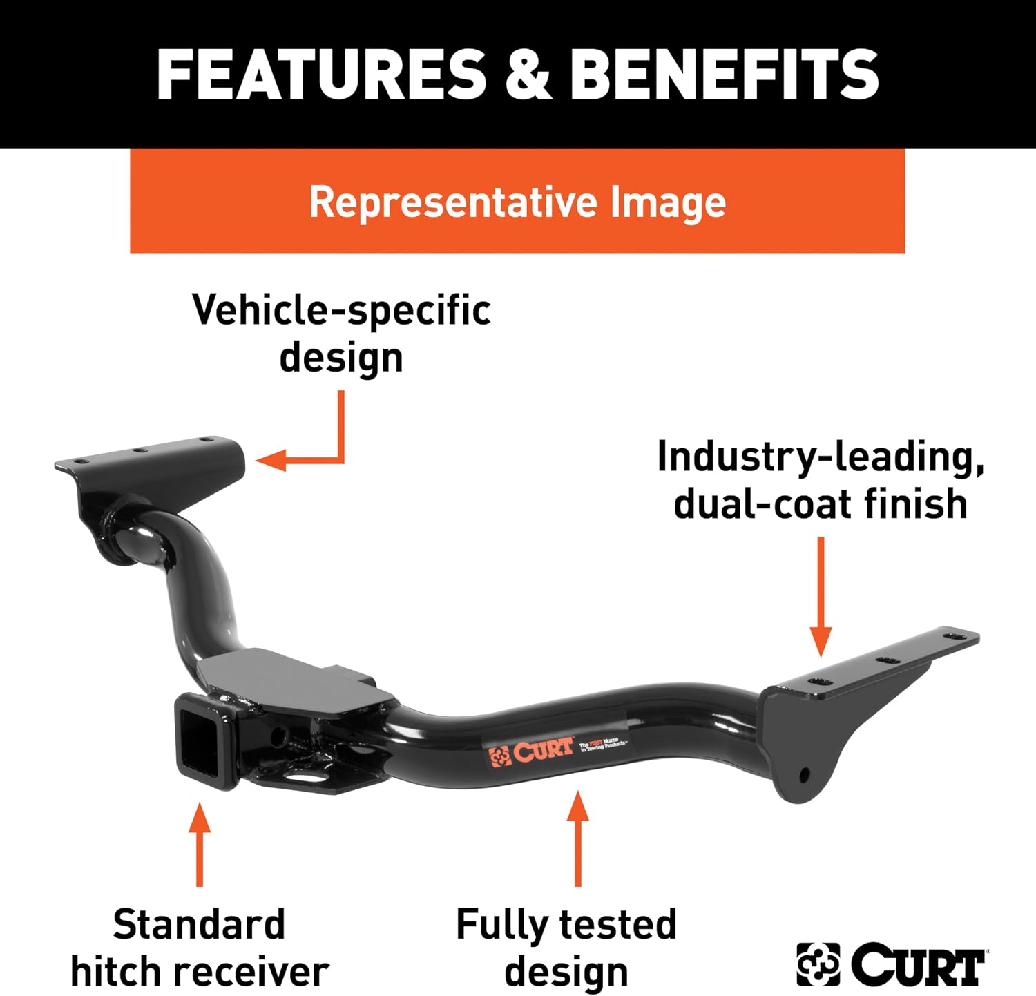 CURT 13615 Class 3 Trailer Hitch, 2" Receiver, Fits 2019-2025 Toyota RAV4, 2021-2024 Venza, 2022-2026 Lexus NX, 4,500 lb GTW, 675 lb TW, 4,500 lb WD, Custom Fit, Steel Tow Hitch, SAE J684 Tested